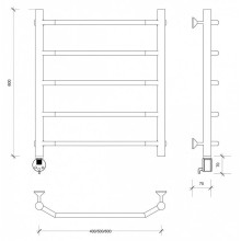 Полотенцесушитель электрический 670х432 ТЭН левый Secado Агата 1 4603759404950