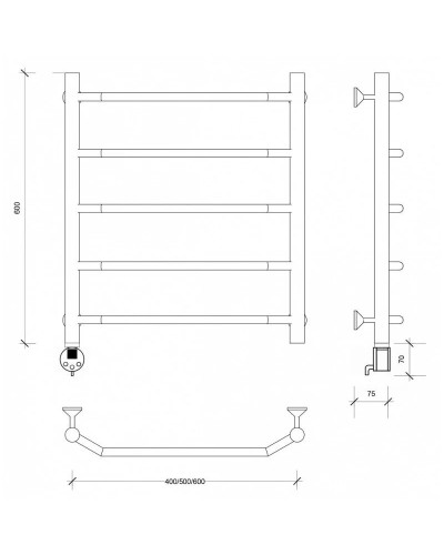 Полотенцесушитель электрический 670х632 ТЭН левый Secado Агата 1 4603759404998