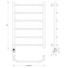 Полотенцесушитель электрический 870х532 ТЭН левый Secado Агата 1 4603759402178