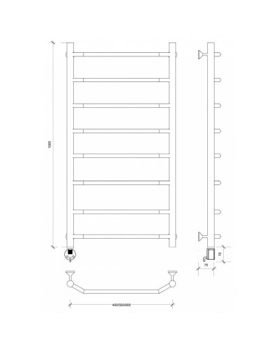 Полотенцесушитель электрический 1070х632 ТЭН левый Secado Агата 1 4603759405070