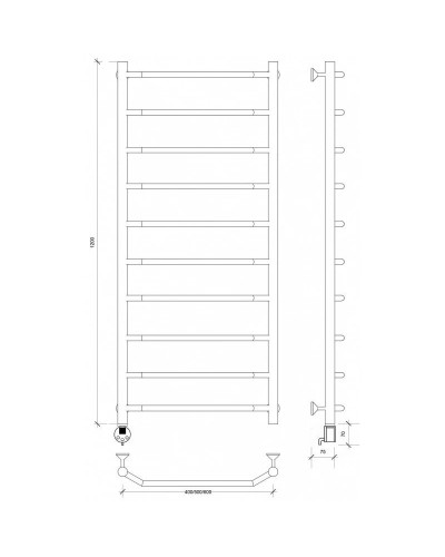 Полотенцесушитель электрический 1270х632 ТЭН левый Secado Агата 1 4603759405131