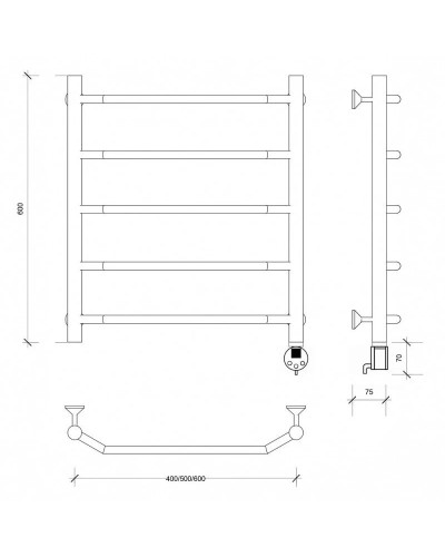 Полотенцесушитель электрический 670х432 ТЭН правый Secado Агата 1 4603777440008