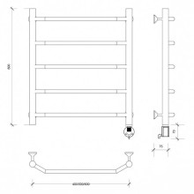 Полотенцесушитель электрический 670х632 ТЭН правый Secado Агата 1 4603777440022