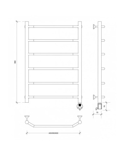 Полотенцесушитель электрический 870х432 ТЭН правый Secado Агата 1 4603777440039
