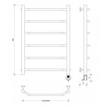 Полотенцесушитель электрический 870х532 ТЭН правый Secado Агата 1 4603777440046