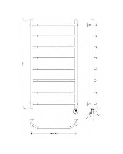 Полотенцесушитель электрический 1070х432 ТЭН правый Secado Агата 1 4603777440060