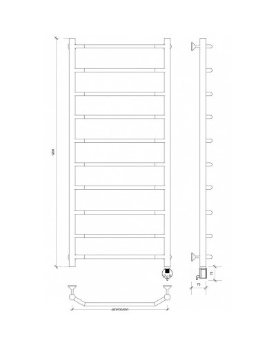 Полотенцесушитель электрический 1270х632 ТЭН правый Secado Агата 1 4603777440114
