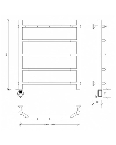 Полотенцесушитель электрический 670х532 ТЭН левый Secado Агата 1К 4603759405155