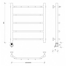 Полотенцесушитель электрический 670х632 ТЭН левый Secado Агата 1К 4603777449650