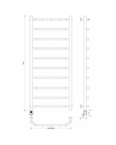 Полотенцесушитель электрический 1270х632 ТЭН левый Secado Агата 1К 4603777449773