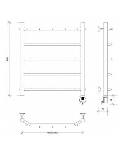 Полотенцесушитель электрический 670х532 ТЭН правый Secado Агата 1К 4603777440121