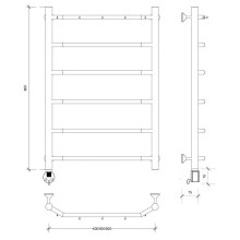 Полотенцесушитель электрический 870х532 ТЭН левый Secado Агата 1К 4603759402215
