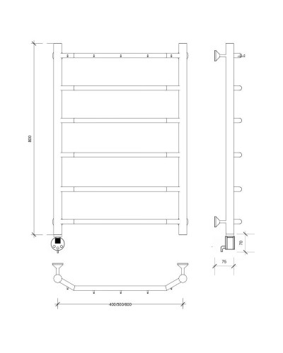 Полотенцесушитель электрический 870х632 ТЭН левый Secado Агата 1К 4603777449698