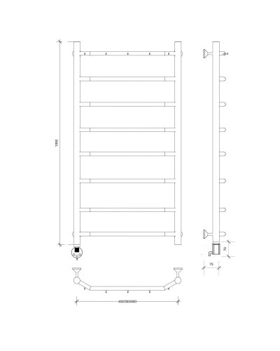 Полотенцесушитель электрический 1070х532 ТЭН левый Secado Агата 1К 4603759402239