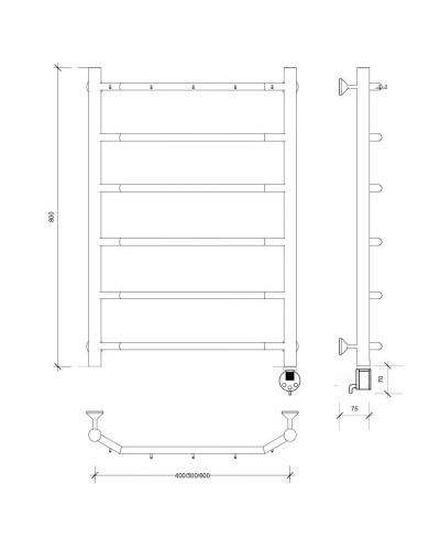 Полотенцесушитель электрический 870х432 ТЭН правый Secado Агата 1К 4603777449681