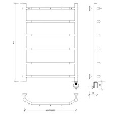 Полотенцесушитель электрический 870х532 ТЭН правый Secado Агата 1К 4603777440138