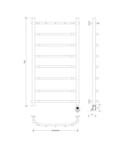Полотенцесушитель электрический 1070х632 ТЭН правый Secado Агата 1К 4603777449742