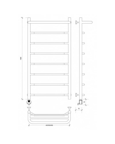 Полотенцесушитель электрический 1070х432 ТЭН левый Secado Агата 1СП 4603777449872