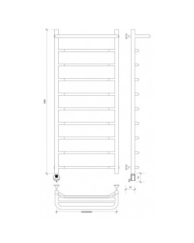 Полотенцесушитель электрический 1270х632 ТЭН левый Secado Агата 1СП 4603777449933