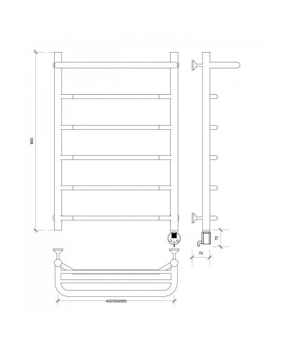 Полотенцесушитель электрический 870х432 ТЭН правый Secado Агата 1СП 4603777449841