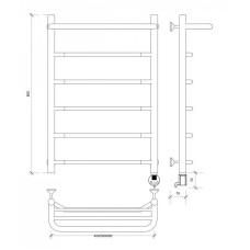 Полотенцесушитель электрический 870х632 ТЭН правый Secado Агата 1СП 4603777449865