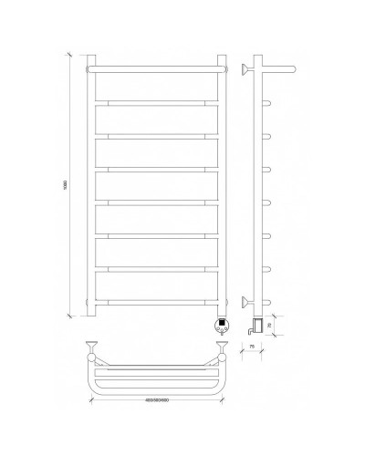 Полотенцесушитель электрический 1070х532 ТЭН правый Secado Агата 1СП 4603759408002