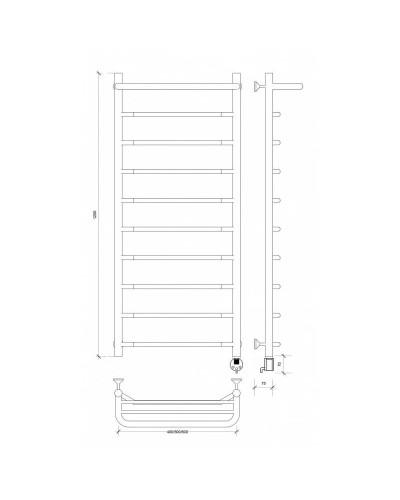 Полотенцесушитель электрический 1270х432 ТЭН правый Secado Агата 1СП 4603777449926