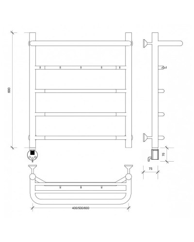 Полотенцесушитель электрический 670х532 ТЭН левый Secado Агата 1КСП 4603759405230