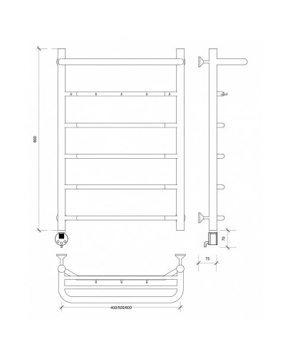 Полотенцесушитель электрический 870х632 ТЭН левый Secado Агата 1КСП 4603777450014