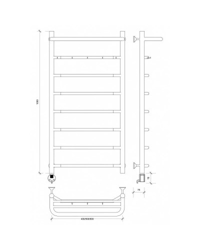 Полотенцесушитель электрический 1070х632 ТЭН левый Secado Агата 1КСП 4603777450052