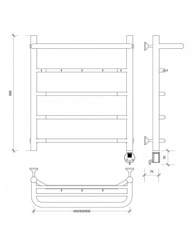 Полотенцесушитель электрический 670х632 ТЭН правый Secado Агата 1КСП 4603777449988