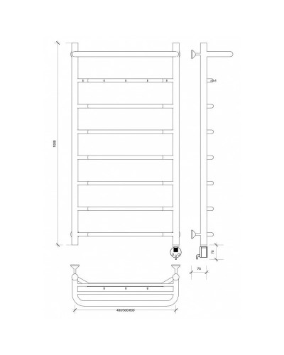 Полотенцесушитель электрический 1070х632 ТЭН правый Secado Агата 1КСП 4603777450069