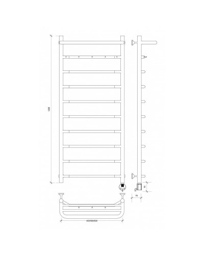 Полотенцесушитель электрический 1270х432 ТЭН правый Secado Агата 1КСП 4603777450083