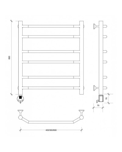 Полотенцесушитель электрический 670х432 ТЭН левый Secado Агата 2 4603777450113