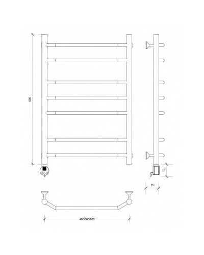 Полотенцесушитель электрический 870х532 ТЭН левый Secado Агата 2 4603759402338