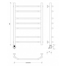 Полотенцесушитель электрический 870х632 ТЭН левый Secado Агата 2 4603777450175