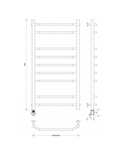 Полотенцесушитель электрический 1070х532 ТЭН левый Secado Агата 2 4603759402352