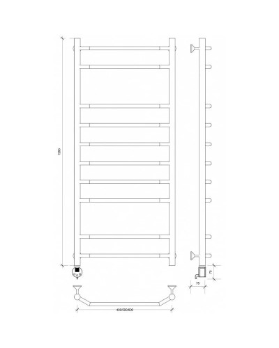 Полотенцесушитель электрический 1270х532 ТЭН левый Secado Агата 2 4603759405292