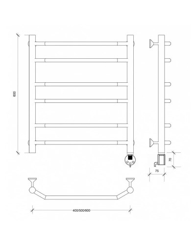 Полотенцесушитель электрический 670х632 ТЭН правый Secado Агата 2 4603777450144