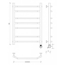 Полотенцесушитель электрический 870х432 ТЭН правый Secado Агата 2 4603777450168