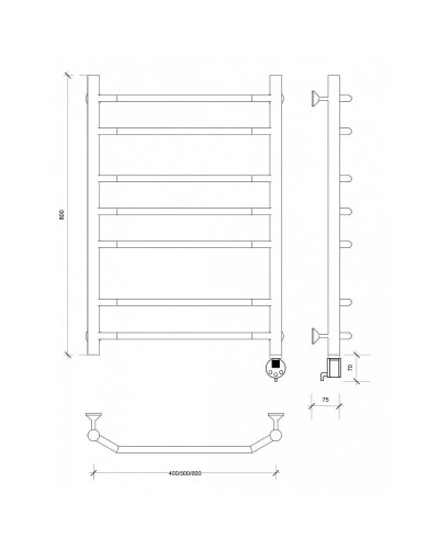 Полотенцесушитель электрический 870х432 ТЭН правый Secado Агата 2 4603777450168