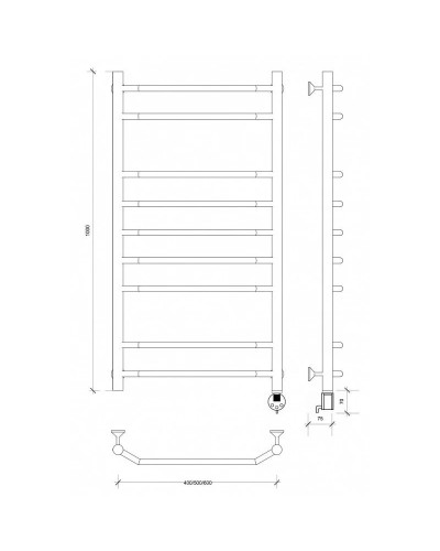 Полотенцесушитель электрический 1070х432 ТЭН правый Secado Агата 2 4603777450205