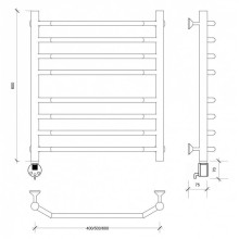 Полотенцесушитель электрический 670х532 ТЭН левый Secado Агата 4 4603759405353