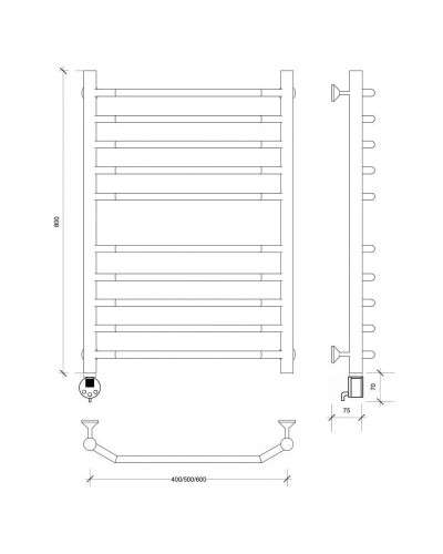 Полотенцесушитель электрический 870х532 ТЭН левый Secado Агата 4 4603759402413