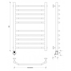 Полотенцесушитель электрический 870х632 ТЭН левый Secado Агата 4 4603777450496