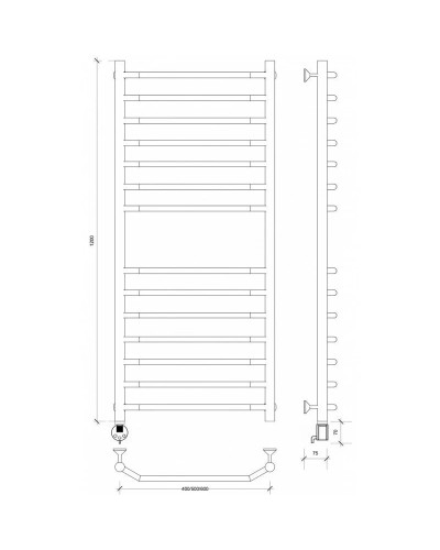 Полотенцесушитель электрический 1270х632 ТЭН левый Secado Агата 4 4603777450571