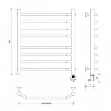 Полотенцесушитель электрический 670х532 ТЭН правый Secado Агата 4 4603759408149