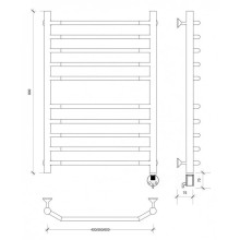 Полотенцесушитель электрический 870х432 ТЭН правый Secado Агата 4 4603777450489