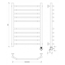 Полотенцесушитель электрический 870х432 ТЭН правый Secado Агата 4 4603777450489