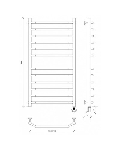 Полотенцесушитель электрический 1070х632 ТЭН правый Secado Агата 4 4603777450540